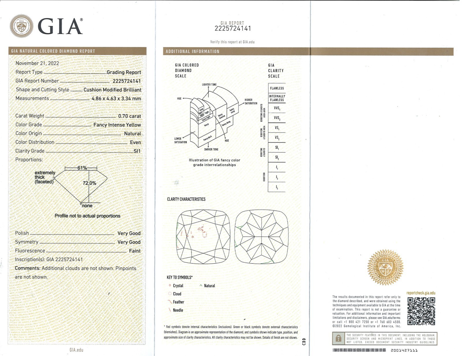 1.42 TCW GIA Kostüm Intense Gelb Kissen Brilliant Diamant Halo Ring 18k Gold Item image 3