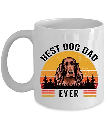 Best Dog Dad Ever Irish Setter Coffee Mug 15oz Ceramic Gift For Dogs Lover, Vint