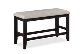 Farmhouse Counter Bench - Black &amp; Gray - Upholstered Seat - £177.70 GBP