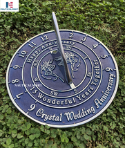 NauticalMart 15th Crystal Wedding Anniversary Sundial Gift for Husband or Wife,  - £119.08 GBP