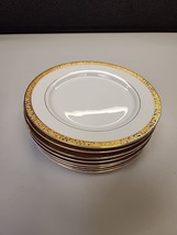 Set of 8 salad plates Sango 8453 vintage china in Empress Gold - $20.90