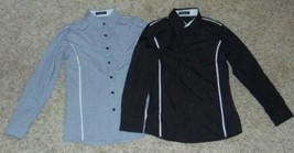 Mens Shirts 2 VSKA Senior Men Gray &amp; Black Button Front Long Sleeve Dres... - £7.10 GBP