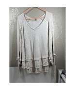 Free People We The Free Womens Tunic Long Sleeve Shirt V Neck Waffle Cre... - $30.77 CAD