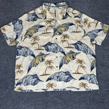 Caribbean Joe Shirt Mens 3XB Blue Floral Silk Rayon Short Sleeve Hawaiian Adult - £9.23 GBP