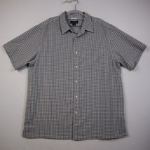 David Taylor Shirt Adult XL Black Gray Check Button Up Short Sleeve Casual Men&#39;s - £20.49 GBP