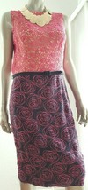 $2,200 New Oscar De La Renta Stunning Navy Pink Rose Embrod Silk Runway Dress 10 - £475.71 GBP