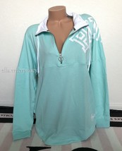 Victoria&#39;s Secret Pink Under The Sea Aqua White Quarter Zip Pullover Swe... - £62.64 GBP