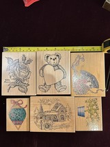 6-set Vintage Rubber Stamps, Psx Teddy Bear Heart/Christmas House, Ornament, Etc - $36.00