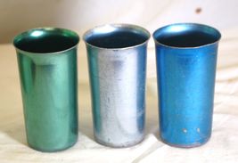 Sunburst Aluminum Tumblers Drinking Cups Silver Green Blue - $14.84
