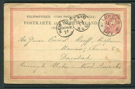 Germany 1880 Postal Stationary Card to USA Lubeck -New York 4426 - £4.65 GBP