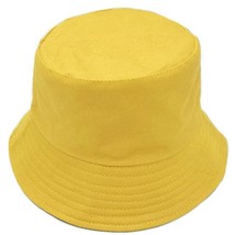 Solid Color Cotton Bucket Hat Yellow - £17.25 GBP