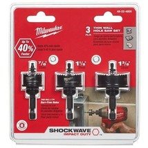 Milwaukee 49-22-4800 3-Piece 8 TPI Shockwave Impact-Duty Thin Wall Hole ... - $65.84