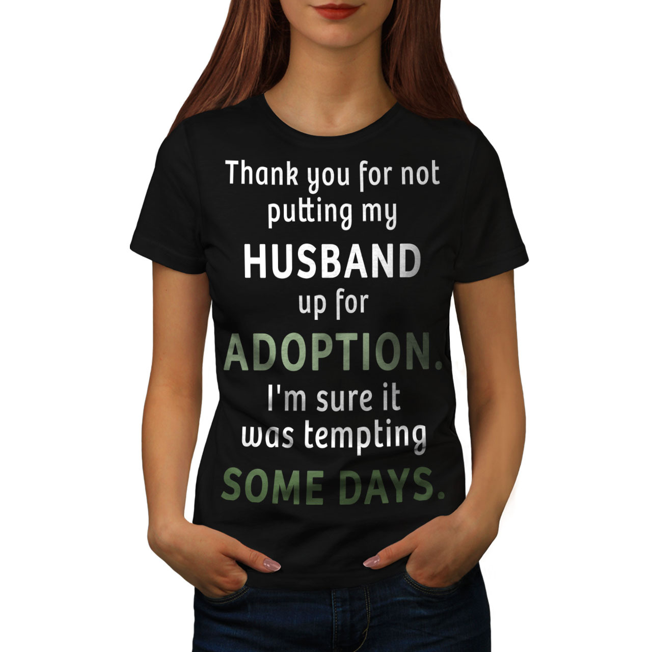 Husband Adoption Shirt Funny Women T-shirt - £10.38 GBP