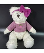 Vintage Kids Preferred 10&quot; White Teddy Bear Plush 1999 Clothes Sweater O... - £13.90 GBP