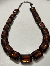 Joan Rivers Amber Colored Necklace Gun Metal Tone Large 22 Inch - £43.31 GBP