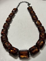 Joan Rivers Amber Colored Necklace Gun Metal Tone Large 22 Inch - £43.62 GBP