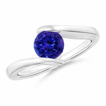 Authenticity Guarantee 
Bar-Set Solitaire Round Tanzanite Bypass Ring in 14K ... - £940.28 GBP