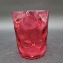 Vintage c.1960 L.G. Wright Cranberry Red Inverted Thumbprint Juice Glass... - $10.71