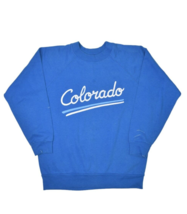 Vintage Colorado Sweatshirt Mens M Blue 80s Raglan Crewneck Made in USA - £22.30 GBP