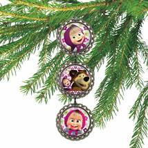 MASHA &amp; the BEAR 3D Bottle Cap Christmas Ornament | Gift for Kids - £7.05 GBP