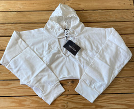 pretty Little thing NWT women’s open neck crop hoodie size 8 white H3 - £11.81 GBP