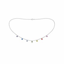 Authenticity Guarantee 
ANGARA 3MM Round Multi-Sapphire Charm Necklace for Wo... - £409.64 GBP