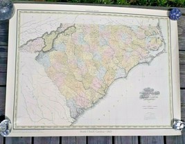 1825 Map of North &amp; South Carolina 19&quot; x 25&quot; Vintage Color Reprint - £19.56 GBP