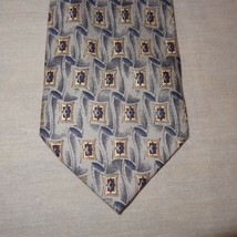 Tie Blue Rectangle Diamond Geometric Necktie 56&quot; Stafford Executive 100% Silk - £11.00 GBP