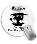 Black Cat round Mouse Pad, Funny Small Mouse Pad with Non-Slip Rubber Ba... - £8.43 GBP