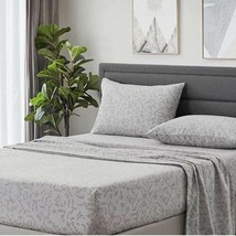 Queen Bed Sheets 4 Piece Bedding Sheets &amp; Pillowcases Grey Tetris NEW Cotton - £31.89 GBP