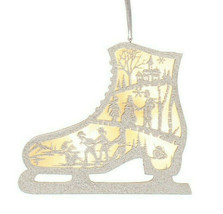 Gallerie Ii White Skate Led Lighted Cardboard CUT-OUT Shadow Box Xmas Ornament - £10.13 GBP