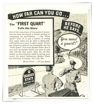 Print Ad Quaker State Motor Oil How Far Can You Go 1936 1/3-Page Adverti... - $9.70