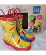Lily &amp; Dan Kids Yellow Rain Boots Size 9/10 Waterproof Soft Lining Dinos... - $280.71 MXN