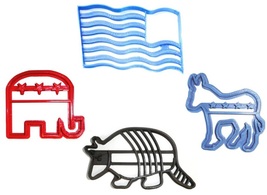 Election Politics Political Campaign Mascots Set Of 4 Cookie Cutters USA PR1337 - £8.78 GBP