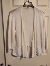 Eileen Fisher Size XL White Hemp Open Front Knit Long Sleeve cardigan Sw... - £31.58 GBP