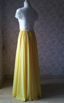 Yellow Chiffon Maxi Skirt Outfit Yellow High Waisted Floor Pleated Chiffon Skirt image 8