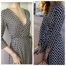 Diane Von Furstenberg Classic Rare Sized Chainlink New Julian Two Dress (Size 6) - £399.63 GBP