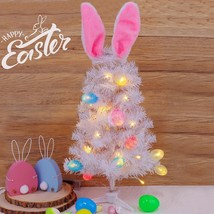 23&quot; Lighted EASTER Bunny Ears Rabbit Tree 10 Colorful Eggs Decoration Home Decor - £24.12 GBP