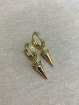 1CT Diamond Cut VVS1/D Spike Drop/Dangle Clip-On Earring 14K Yellow Gold Finish - £86.60 GBP