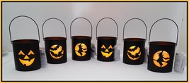 NEW Pottery Barn Set of 6 Black Metal Halloween Lanterns - £82.32 GBP