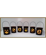 NEW Pottery Barn Set of 6 Black Metal Halloween Lanterns - £81.37 GBP