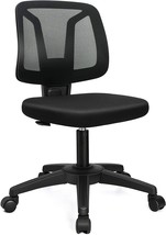 VigorPow Armless Mesh Office Chair Ergonomic Swivel Black Small Computer Desk - £71.88 GBP