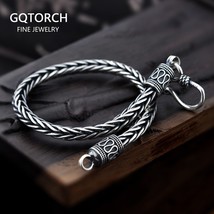 Vintage Real Pure 925 Sterling Silver Handmade Braided Chain Bracelet For Men Je - £158.89 GBP