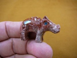 (Y-HIP-28) red gray HIPPO Hippopotamus gem Gemstone carving SOAPSTONE hi... - £6.84 GBP