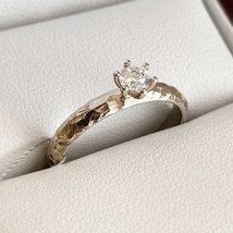 Real 14k Gold Natural 0.25ct Diamond Engagement Ring White Gold Unique Modern - £1,045.55 GBP