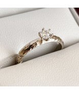 Real 14k Gold Natural 0.25ct Diamond Engagement Ring White Gold Unique Modern - £1,022.26 GBP