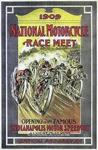 1909 National Motorcycle Race Meet - Indianapolis Motor Speedway - Promo Poster - $32.99