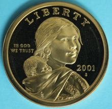 Gem Proof 2001 S Sacagawea Dollar Ultra Deep Cameo Exact Coin Pictured TOM 26 - $9.99