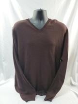 Mens Brooks Brothers 346 V-Neck Merino Wool Brown Sweater Size XL - $456.16 MXN