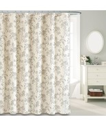 Blue Shower Curtain Floral Cotton Linen Cottagecore Shower Curtain For B... - £34.12 GBP